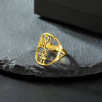 Jewish symbolic ring with Hebrew engraving, Star of David and Hai Chai 