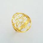 Bague symbolique juive avec gravure en hébreu étoile de David et Haï Chai or