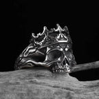 Steel Skull Ring with Crown