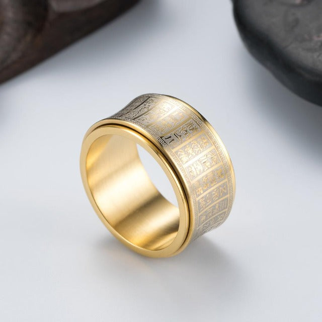 Tibetan Mantra Gold Ring