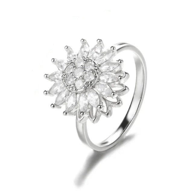 Sunflower Anti-Stress Silver Ring