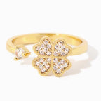 Rotating anti-stress lucky clover ring