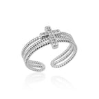 Women's Triple Christian Cross Ring Silver