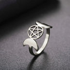 Fine Triple Moon Witchcraft Ring for Women Wiccan Silver A