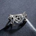 Fine Triple Moon Witchcraft Ring for Women Wiccan Silver B