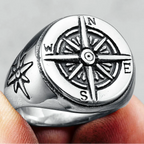 Bague Vintage Boussole Rose des Vents pour Homme argent