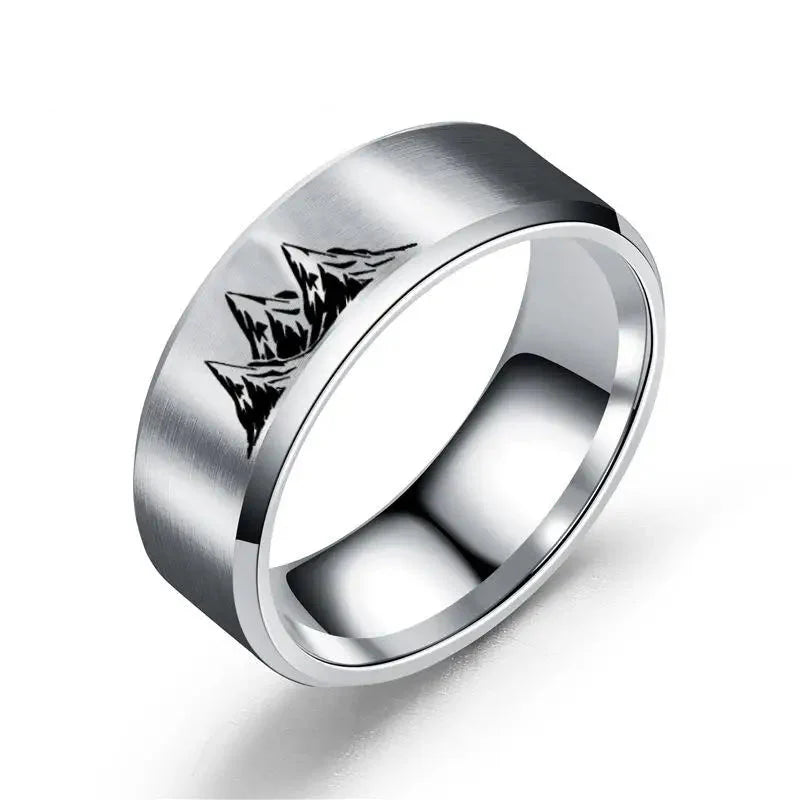 Anillos Coloridos con Montañas de plata