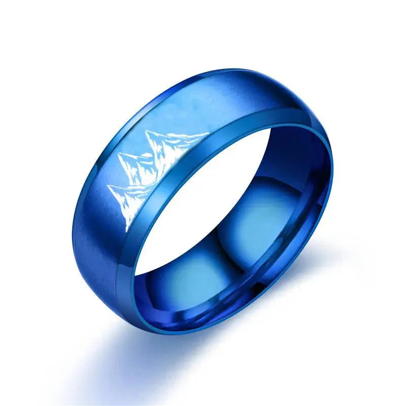 Anillos Coloridos con Montañas azules