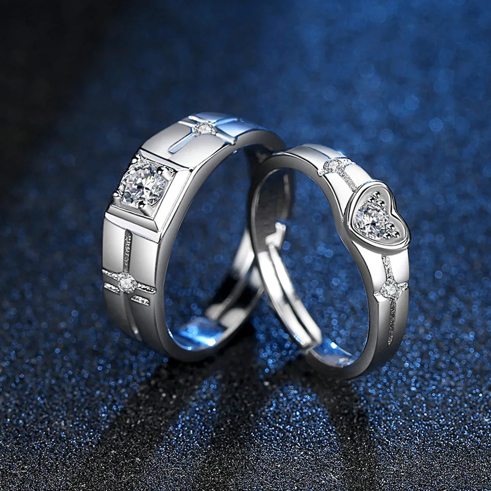 Couples Rings Crystal Zircon Ring