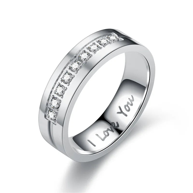 Couples Rings Love Ring Silver with Diamonds