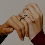 Couple Rings Heart Romantic Ring with Black Zircon