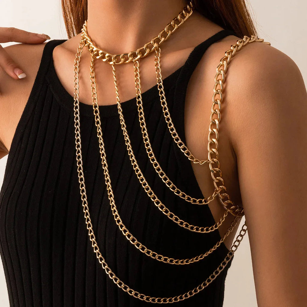 Women's Chain Shoulder Jewelry - Gold Clavicle & Shoulder