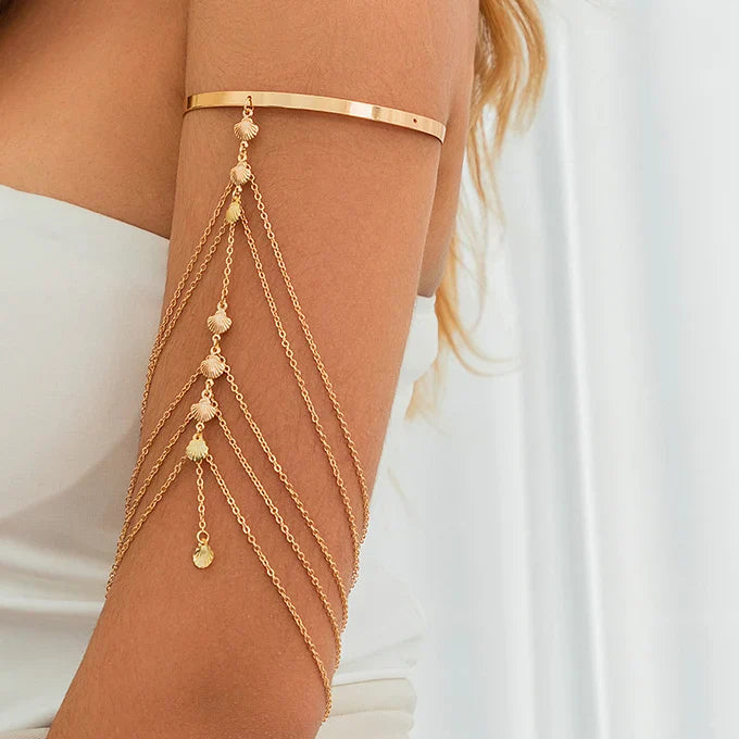Joya de Bíceps y Brazalete de Brazo para Mujer - Adorno Elegante Cadena de Brazo de Oro