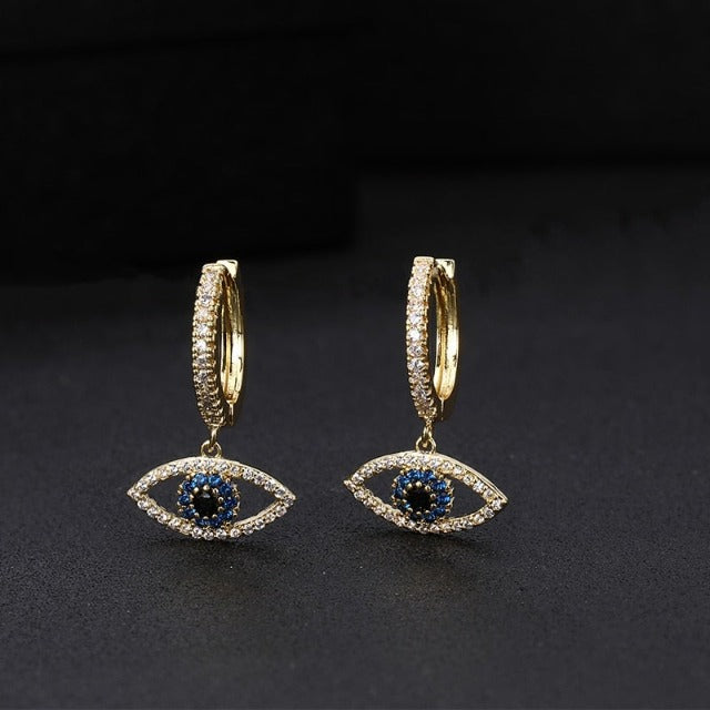 Pendiente Ojo Azul oro