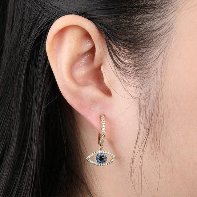 Pendiente Ojo Azul plata