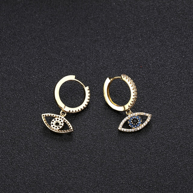 Pendiente Ojo Azul oro