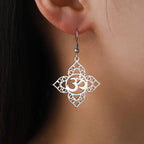 Buddhist Om Silver Earring