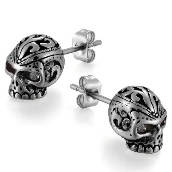Boucle d'Oreille Tête de Mort Argent