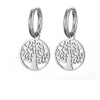 Boucles d'Oreilles Arbre de Vie Créoles Pendantes argent
