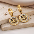 Boucles d'Oreilles Arbre de Vie Pendantes Femme Or