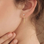 Pendientes de cadena colgante con piedra de nacimiento