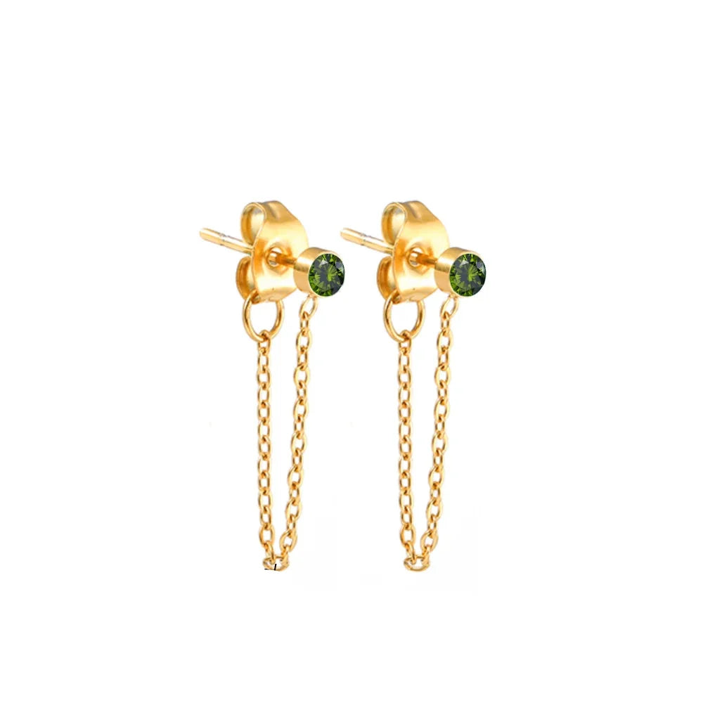 Boucles d'oreilles chaîne et pierre de naissance août