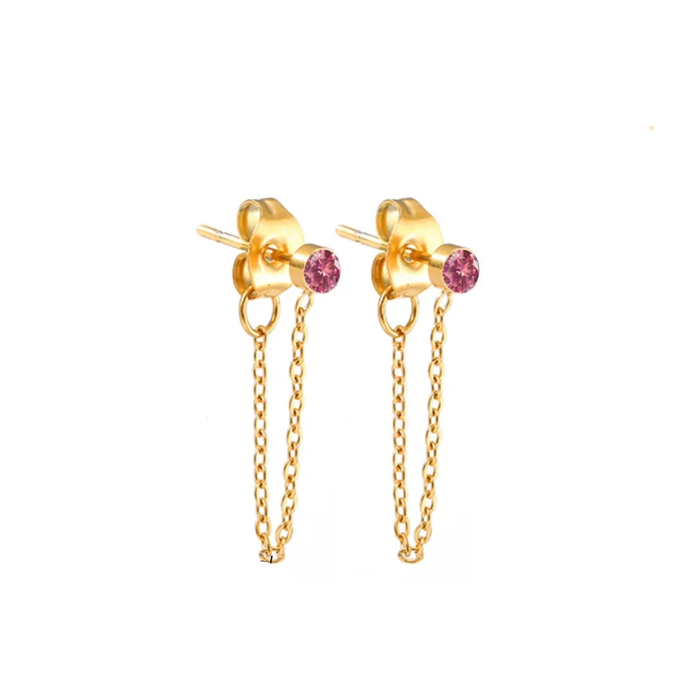 Boucles d'oreilles chaîne et pierre de naissance juillet
