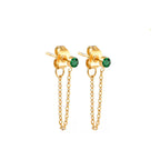 Boucles d'oreilles chaîne et pierre de naissance mai