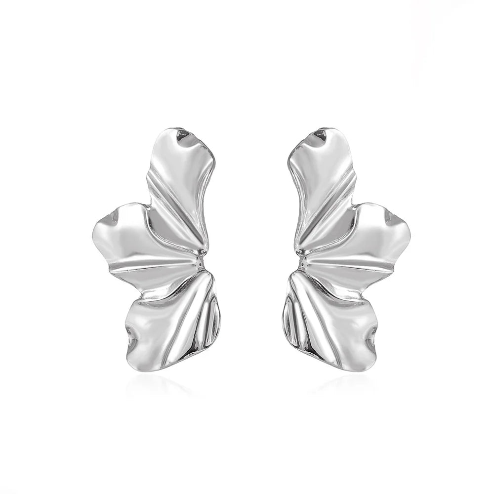 Pendientes de Perno Media Flor plata