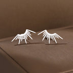 Sun Half-Circle Stud Earrings in Silver