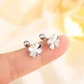 Boucles d'Oreilles Clou en Feuille de Trèfle à 4 Feuilles avec Zircon