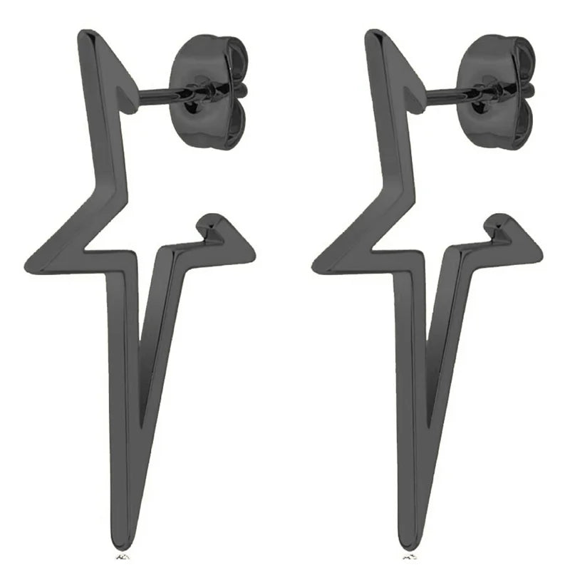 Pendientes de Clavo Estrella Estilo Punk negro