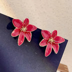 Pendientes de Clavo Flor Roja