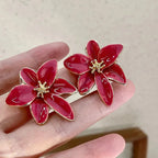 Pendientes de Clavo Flor Roja