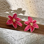 Pendientes de Clavo Flor Roja