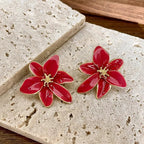Pendientes de Clavo Flor Roja