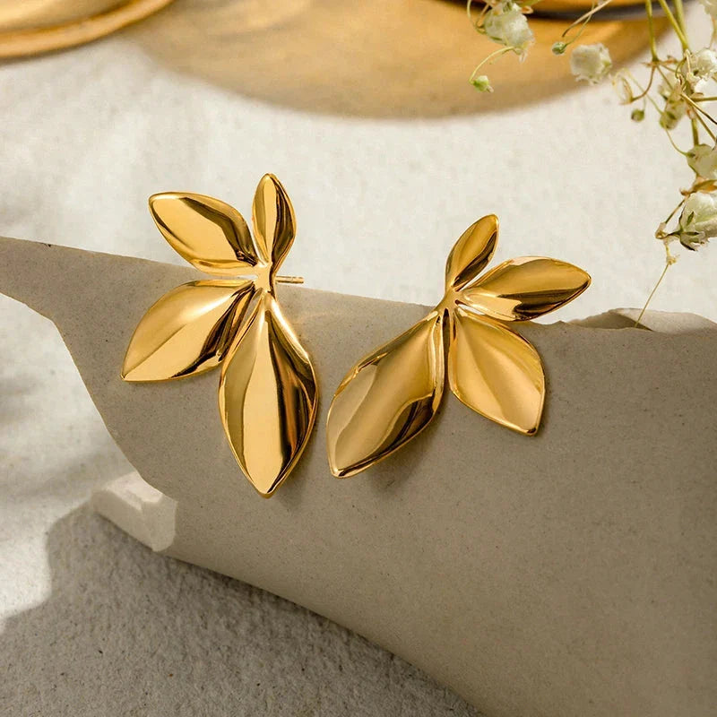 Boucles d'Oreilles Clou Fleurs or