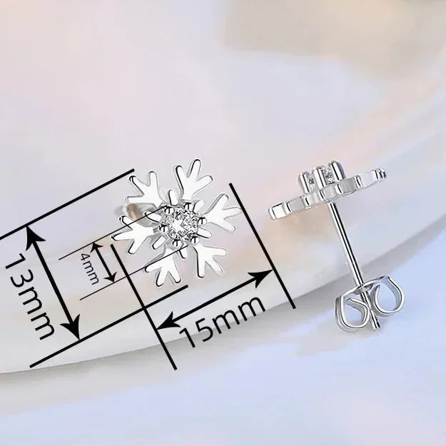 Pendientes de Botón Copo de Nieve con Circonita
