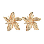 Pendientes de Botón Gran Flor Asimétrica oro
