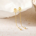 Pendientes de botón colgantes Sol oro