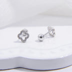 Boucles d'Oreilles Clou Trèfle à 4 Feuilles argent