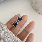 Blue Heart & Blue Rose Earrings