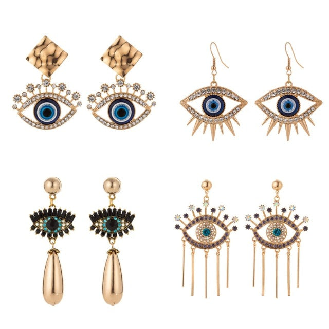Blue Greek Turkish Mataki Matiasma Evil Eye Earrings