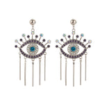 Blue Greek Turkish Mataki Matiasma Evil Eye Earrings style 1 silver