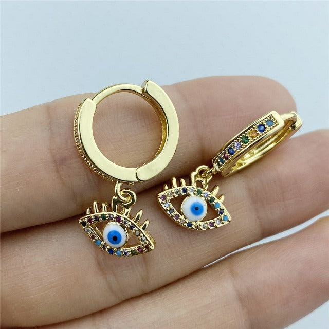 Blue Greek Turkish Matiasma Mataki Evil Eye Earrings