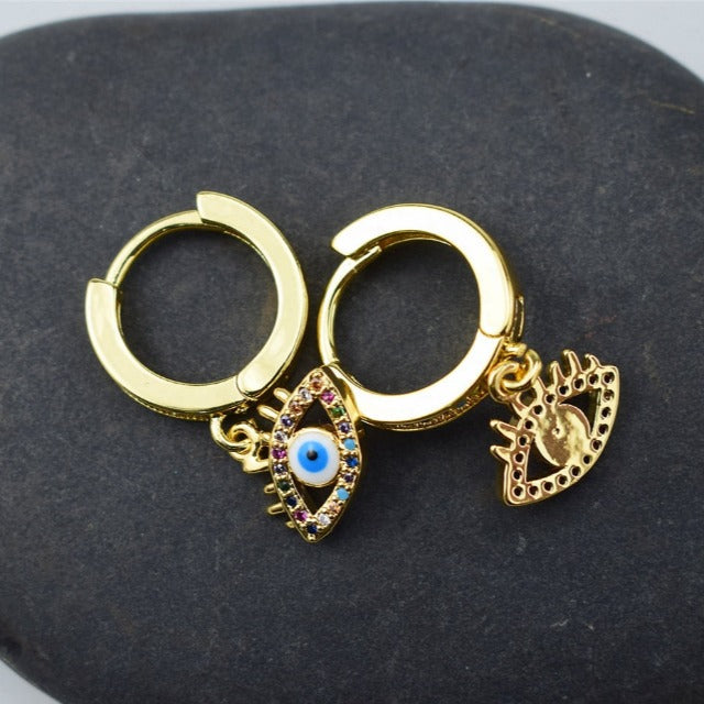 Blue Greek Turkish Matiasma Mataki Evil Eye Earrings