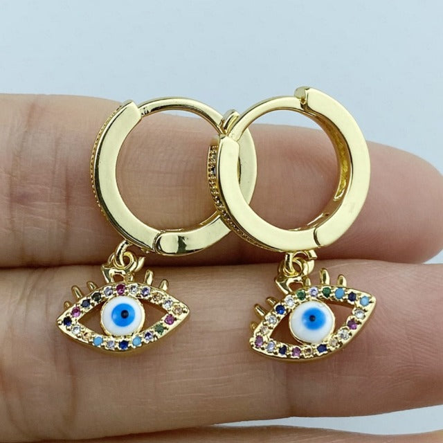Blue Greek Turkish Matiasma Mataki Evil Eye Earrings