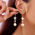 Boucles d'oreilles coquillage pendantes colorées blanc