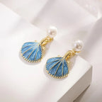 Blue Scallop Shell Earrings Shell Jewelry