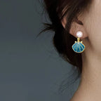 Blue Scallop Shell Earrings Shell Jewelry